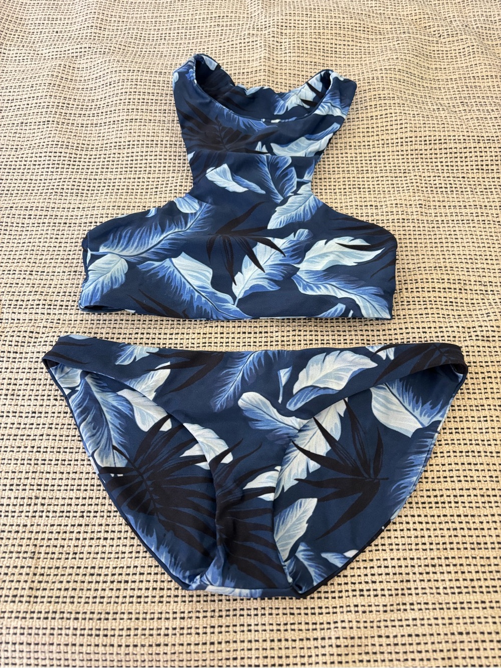 Mikoh Blue Tropical Print Bikini Top and Bottom size S